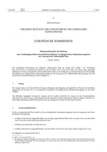 thumbnail of Antidumpingverfahrens betreffend die Einfuhren von flachgewalzten Aluminiumerzeugnissen mit Ursprung in der Volksrepublik China