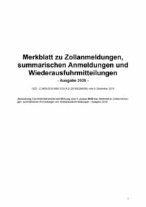 thumbnail of 1Merkblatt zu Zollanmeldungen,summarischen Anmeldungen und Wiederausfuhrmitteilungen 2020