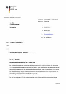 thumbnail of Waffenembargo angesichts der Lage in Haiti