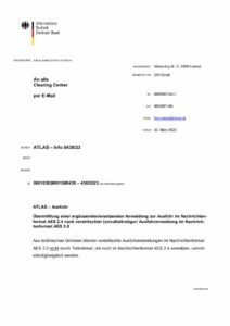 thumbnail of Übermittlung einer ergänzenden ersetzenden Anmeldung zur Ausfuhr im Nachrichten-